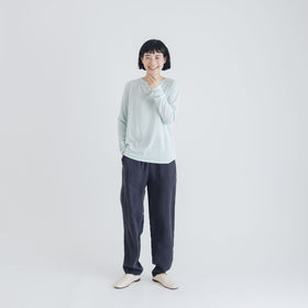 fruits of life キュプラテーパードパンツ 紺ねず色/ネイビー
