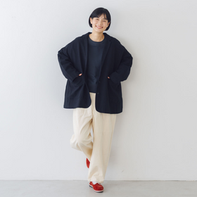 くらすこと +to コットンリネンデニムワイドパンツ