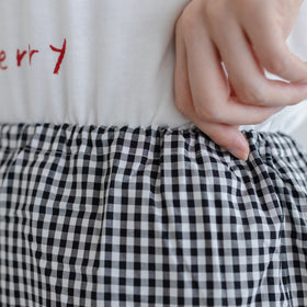 pot and tea チェック柄シンプルワイドパンツ