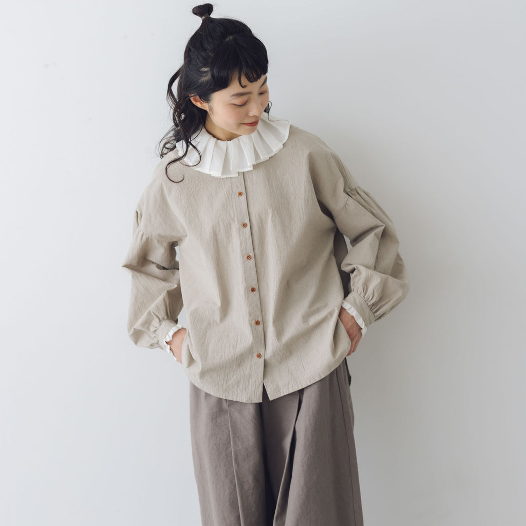 MAGALI オーガニックコットン 襟フリルブラウス