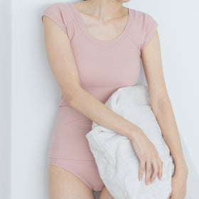 くらすこと コットンリブなめらか フレンチスリーブ