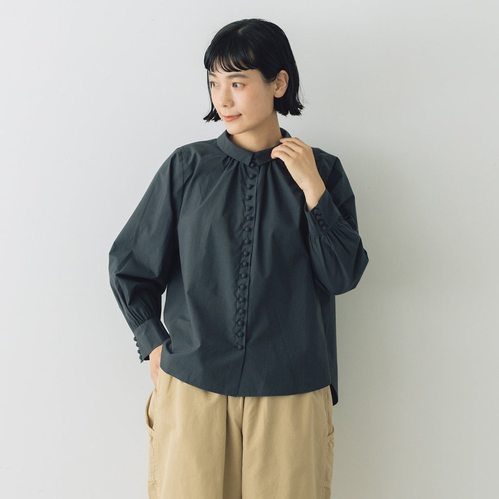 pot and tea 釦たくさん襟付きブラウス