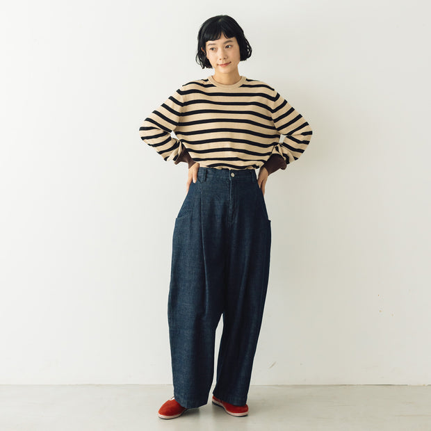 atelier naruse コットンデニム タックパンツ
